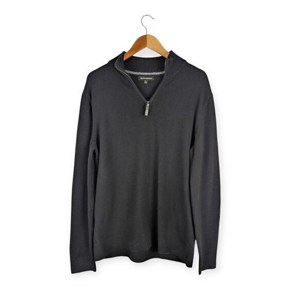 Banana‎ Republic Men's Zephyr Half Zip Black Merino Wool Blend Pullover Sweater - Picture 1 of 8